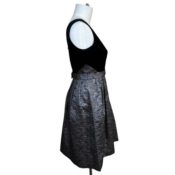 Rickie Freeman for TERI JON Velvet Black and Silver Midi Dress Women's Sz 8 - Picture 3 of 16